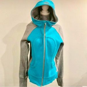 LULULEMON ocean Blue and Gray scuba hoodie